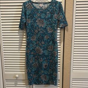 LuLaRoe Teal Floral Midi Dress